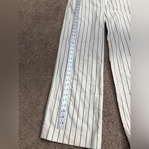 Ralph Lauren Pants Women size 6 Ivory Navy Stripe Andover Twill Mid Rise Pants - Picture 2 of 11